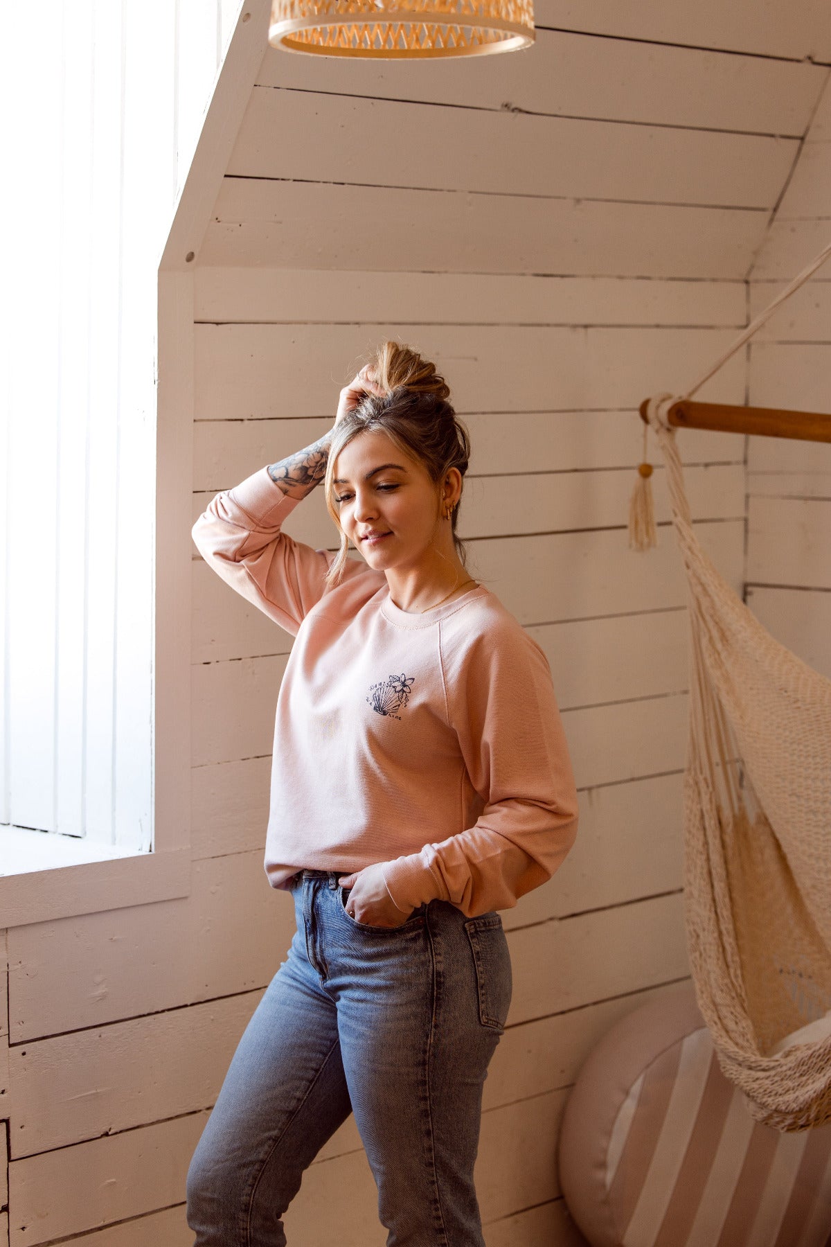 Crewneck unisexe mince SHELL - Blush
