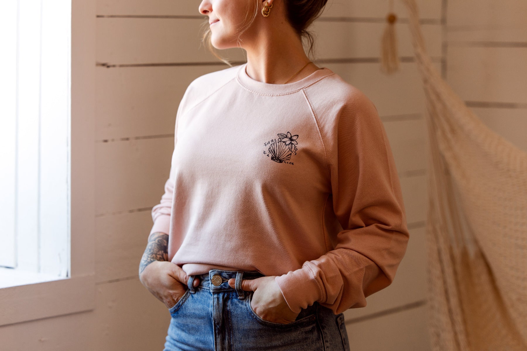 Crewneck unisexe mince SHELL - Blush