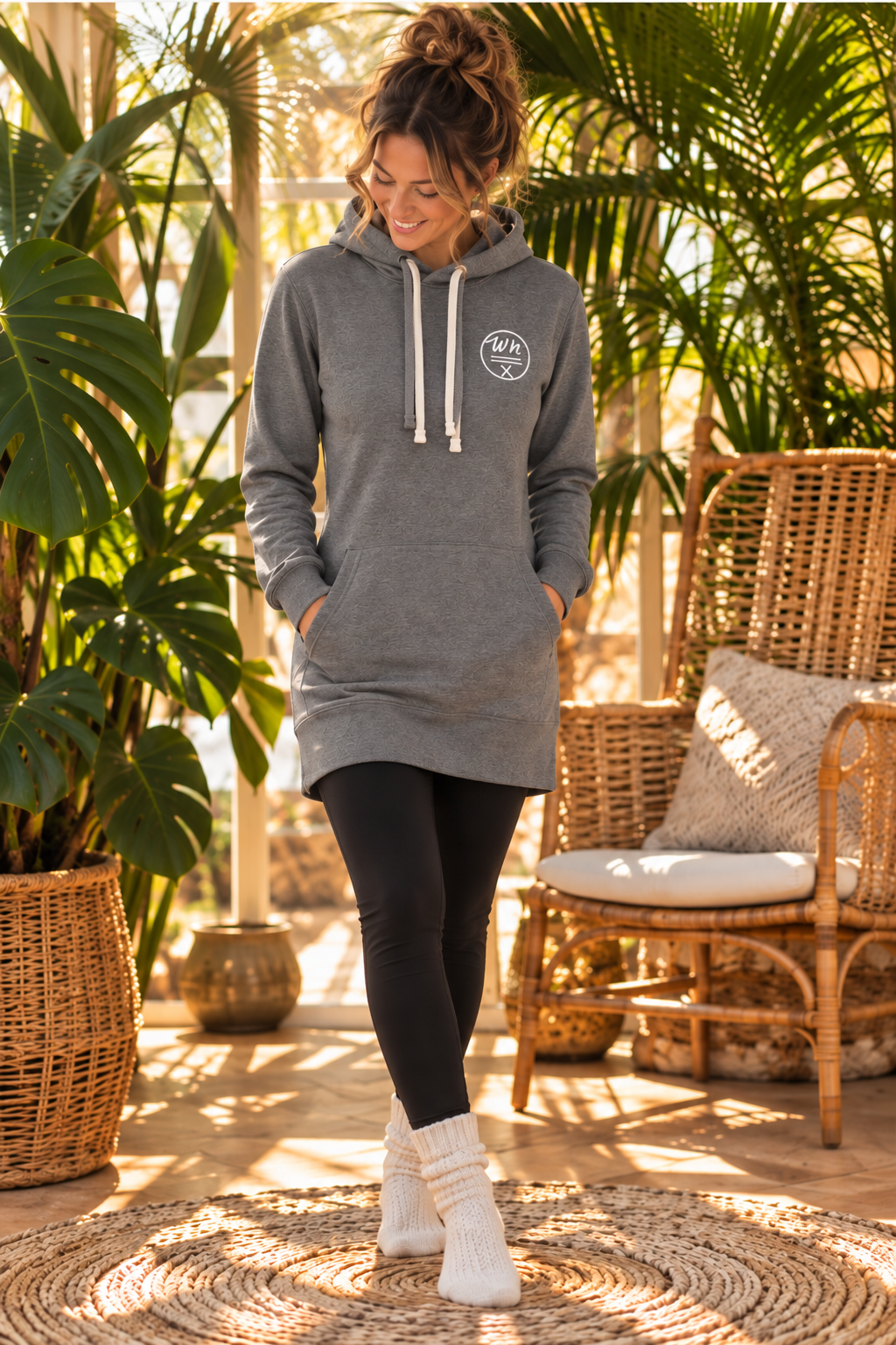 Tunique ouatée FLOWER - Tropical Grey