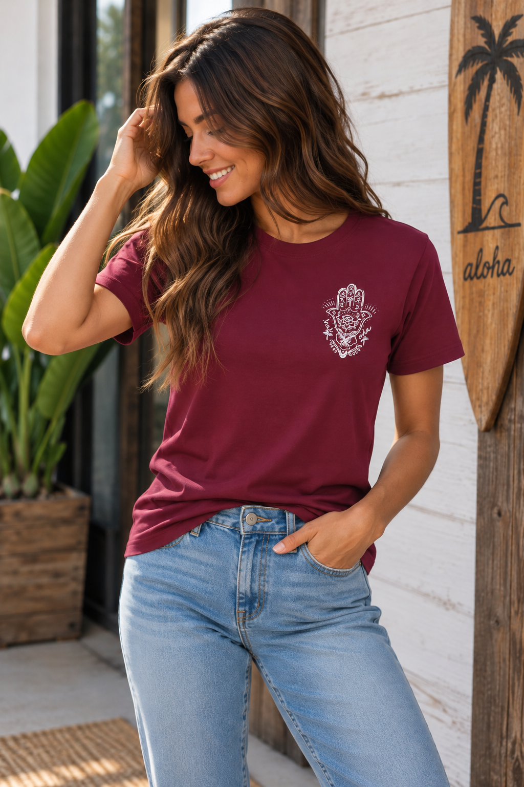 T-shirt unisexe NAMASTE - Burgundy