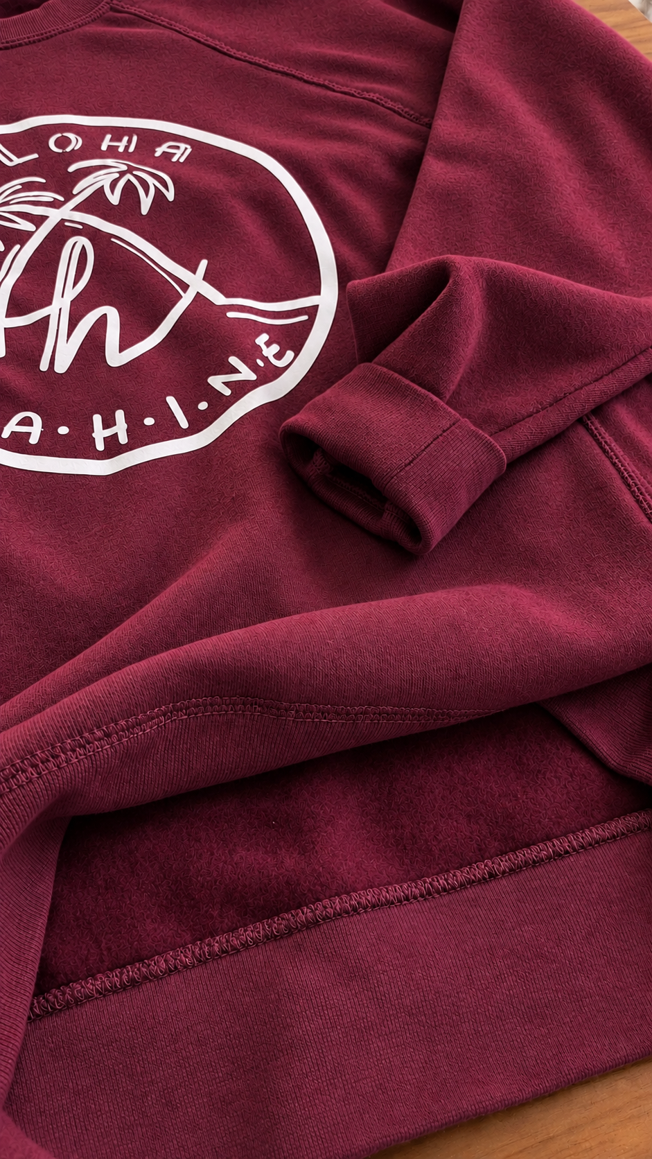 Crewneck unisexe ultra doux PALMS - Deep Burgundy (avec fin molleton intérieur)