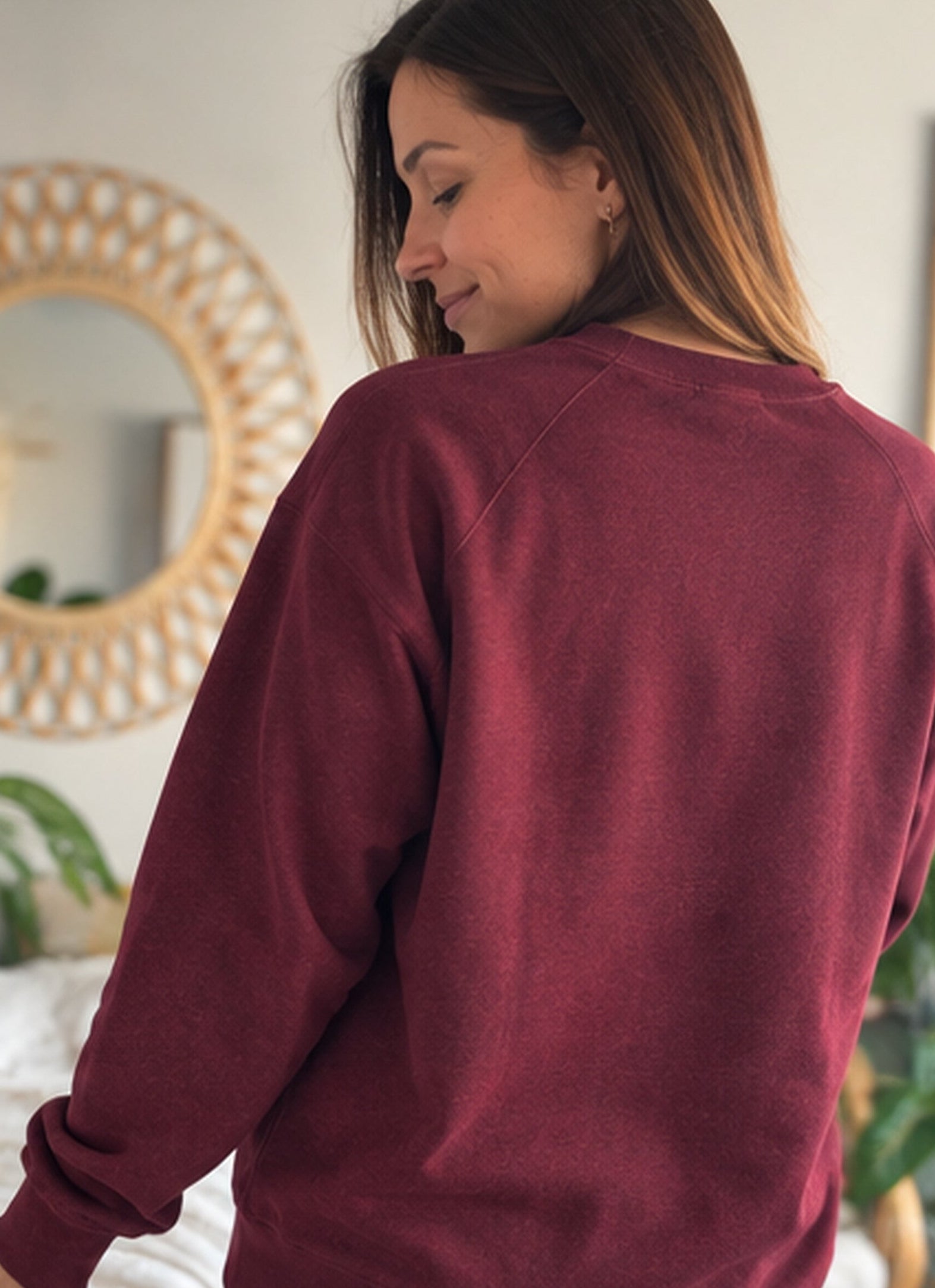 Crewneck unisexe ultra doux PALMS - Deep Burgundy (avec fin molleton intérieur)